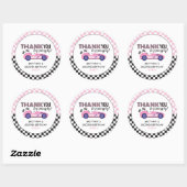 Twee snelle roze race auto tweede verjaardag ronde sticker (Vel)