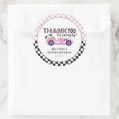 Twee snelle roze race auto tweede verjaardag ronde sticker (Tas)