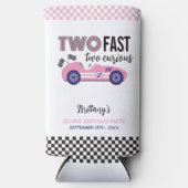 Twee snelle roze race auto tweede verjaardag seltzer blikjeskoeler (Voorkant)