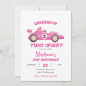 Twee snelle roze  raceauto tweede verjaardag kaart (Voorkant)