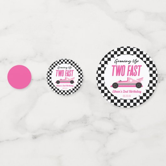 Twee snelle roze ritten tweede verjaardag confetti (Voorkanten)