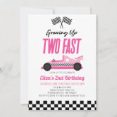 Twee snelle roze ritten tweede verjaardag kaart (Voorkant)