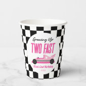 Twee snelle roze ritten tweede verjaardag papieren bekers (Achterkant)