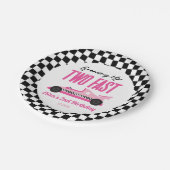 Twee snelle roze ritten tweede verjaardag papieren bordje (Gekanteld)