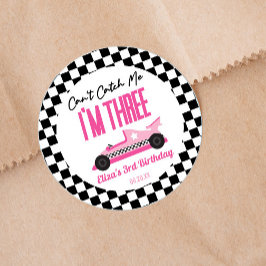 Twee snelle roze ritten tweede verjaardag ronde sticker