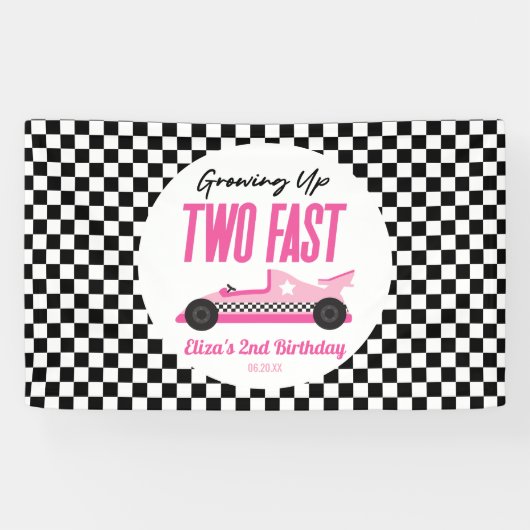 Twee snelle roze ritten tweede verjaardag spandoek (Horizontaal)