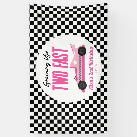 Twee snelle roze ritten tweede verjaardag spandoek (Verticaal)