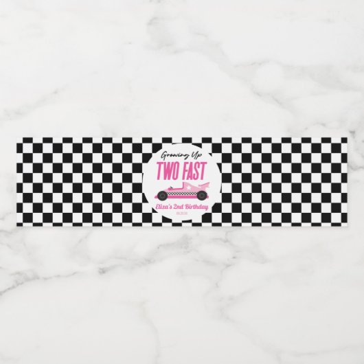 Twee snelle roze ritten tweede verjaardag waterfles etiket (Enkel label)