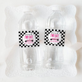 Twee snelle roze ritten tweede verjaardag waterfles etiket