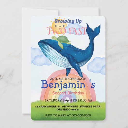 Twee snelle Schattigee regenboogschildpad Walvis V Kaart (Voorkant)