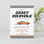 Twee snelle twee handvat jongen 2e tweede verjaard kaart (Staand voorkant)