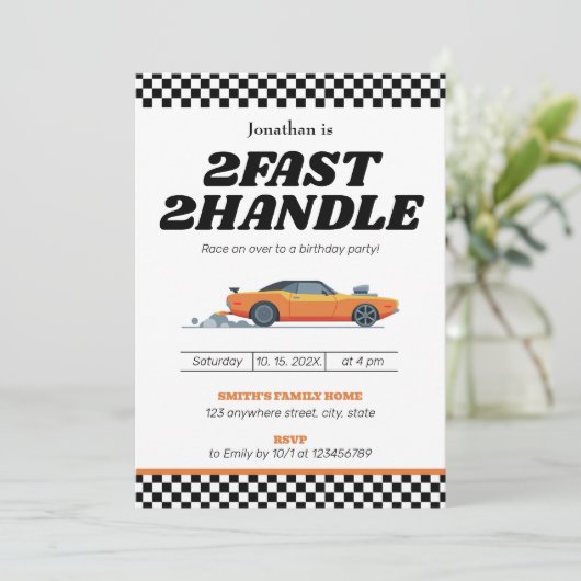 Twee snelle twee handvat jongen 2e tweede verjaard kaart (Staand voorkant)