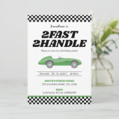 Twee snelle twee handvat jongen 2e tweede verjaard kaart (Staand voorkant)