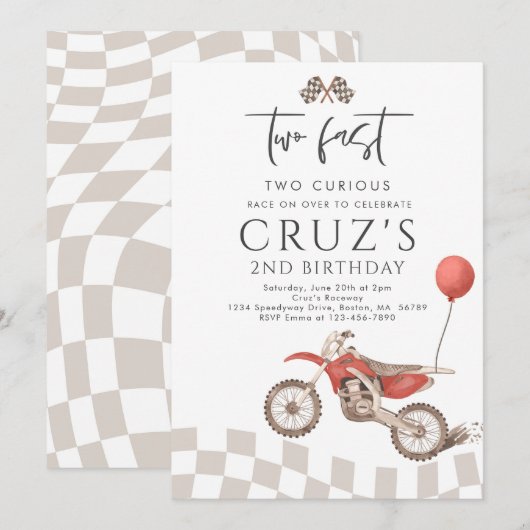 Twee snelle twee nieuwsgierige crossmotor 2e verja kaart (Voorkant / Achterkant)