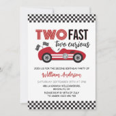 Twee snelle twee nieuwsgierige rode race auto verj kaart (Voorkant)