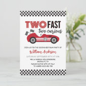 Twee snelle twee nieuwsgierige rode race auto verj kaart (Staand voorkant)