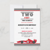 Twee snelle twee nieuwsgierige rode race auto verj kaart (Voorkant)