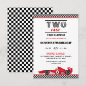 Twee snelle twee nieuwsgierige rode race auto verj kaart (Voorkant / Achterkant)