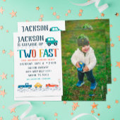 Twee snelle tweede verjaardag Foto-uitnodiging Kaart