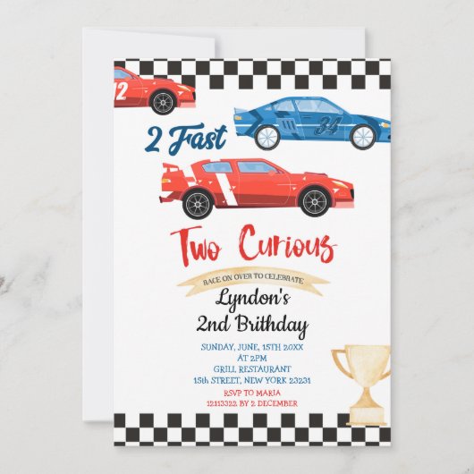 Twee snelle verjaardag 2 snel twee nieuwsgierig ro kaart (Voorkant)