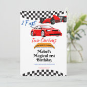 Twee snelle verjaardag 2 snel twee nieuwsgierig ro kaart (Staand voorkant)