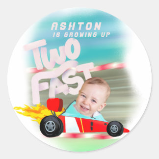 Twee snelle verjaardagsfeestjes ronde sticker