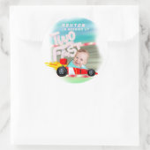 Twee snelle verjaardagsfeestjes ronde sticker (Tas)