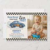 Twee snelle verjaardagsraceauto kaart (Voorkant)