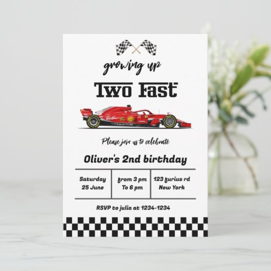 Twee snelle verjaardagsuitnodiging, 2e verjaardags kaart (Staand voorkant)