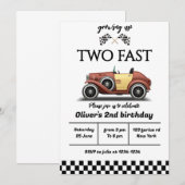 Twee snelle verjaardagsuitnodiging, 2e verjaardags kaart (Voorkant / Achterkant)