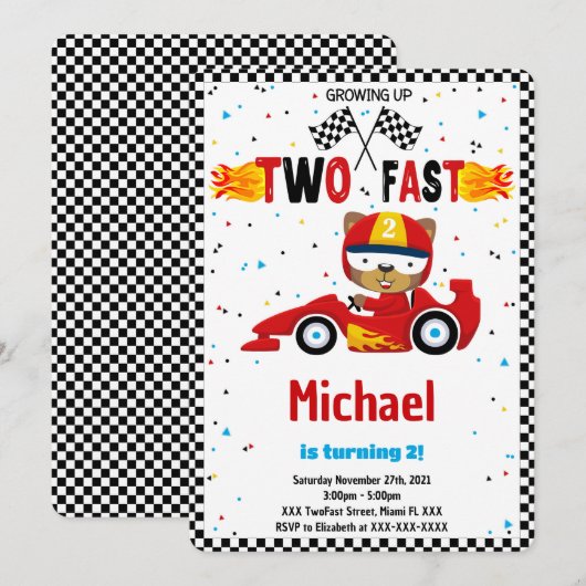 Twee snelle verjaardagsuitnodiging kaart (Voorkant / Achterkant)