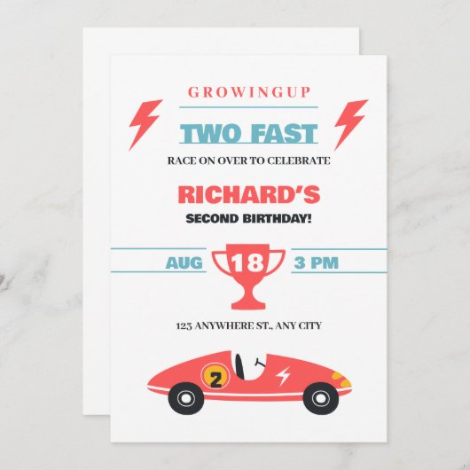 Twee snelle verjaardagsuitnodiging kaart (Voorkant / Achterkant)