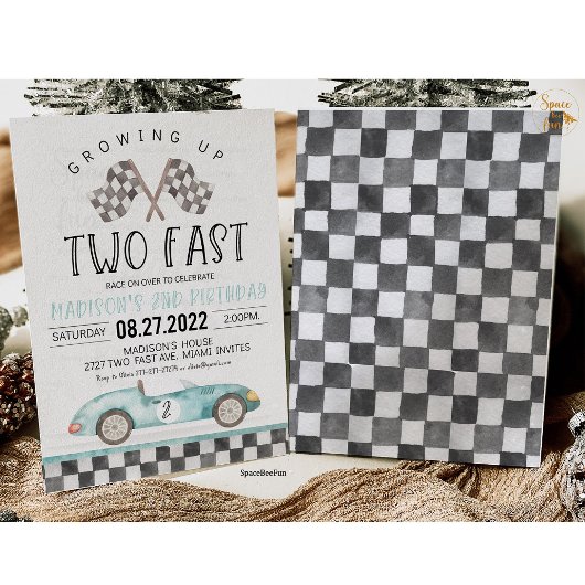 Twee snelle verjaardagsuitnodiging Party Car Nodig Kaart