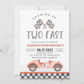 Twee snelle verjaardagsuitnodiging Race Car 2e ver Kaart (Voorkant)