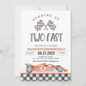 Twee snelle verjaardagsuitnodiging Race Car 2e ver Kaart (Voorkant)