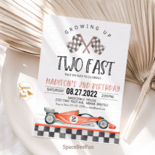 Twee snelle verjaardagsuitnodiging Race Car 2e ver Kaart