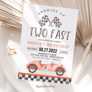 Twee snelle verjaardagsuitnodiging Race Car 2e ver Kaart
