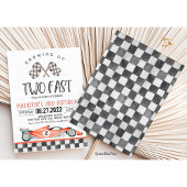 Twee snelle verjaardagsuitnodiging Race Car 2e ver Kaart