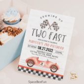 Twee snelle verjaardagsuitnodiging Race Car 2e ver Kaart