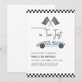 Twee snelle verjaardagsuitnodiging, raceauto kaart (Voorkant / Achterkant)