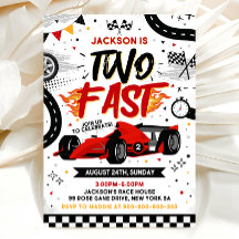 Twee snelle verjaardagsuitnodiging, raceauto-uitno