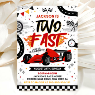 Twee snelle verjaardagsuitnodiging, raceauto-uitno kaart