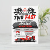 Twee snelle verjaardagsuitnodiging Twee snelle 2 n Kaart (Staand voorkant)
