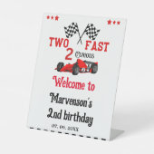 Twee snelle welkomstgebaar 2e meisjesfeestje reclamebord met voetstuk (Voorkant)