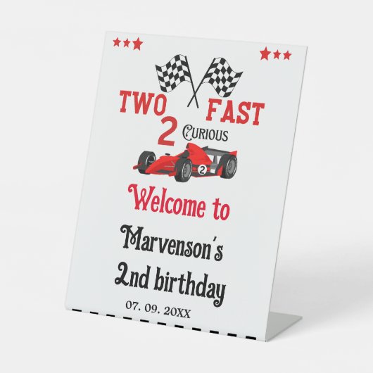 Twee snelle welkomstgebaar 2e meisjesfeestje reclamebord met voetstuk (Voorkant)
