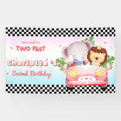 Twee Snelle wilde dier oerwoud Race Car 2e HBD Par Spandoek (Horizontaal)