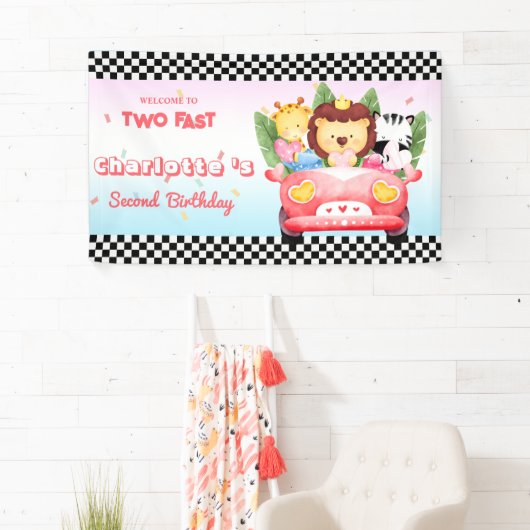 Twee Snelle wilde dier oerwoud Race Car 2e HBD Par Spandoek (Insitu)