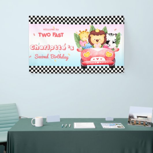 Twee Snelle wilde dier oerwoud Race Car 2e HBD Par Spandoek (Beurs)