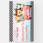 Twee Snelle wilde dier oerwoud Race Car 2e HBD Par Spandoek (Verticaal)