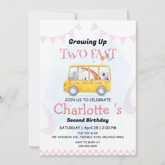 Twee snelle wilde oerwoud race auto 2e verjaardags kaart (Voorkant)